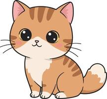 Adorable orange and white kitten with big eyes in a cute, minimal design style, showcasing playfulness and charm in art vector