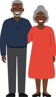 Happy elderly couple smiling together in a cozy setting with bright colors in a flat design art vector