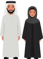 Two stylized characters in traditional attire standing together in a flat design showcasing cultural representation illustration vector