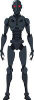 Humanoid robot character with sleek design and glowing red eyes in a minimal style, showcasing advanced technology in art vector