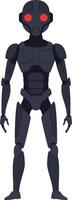 Futuristic humanoid robot with sleek black design, glowing red eyes, standing confidently in a minimal style art vector
