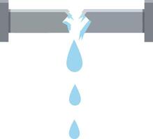 Broken pipe leaking water droplets in a minimal design style showcasing plumbing issues in art vector