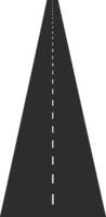 Straight asphalt road stretching into the distance with dashed white lines in a minimal flat design illustration vector