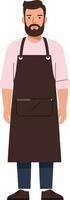 A man wearing a brown apron standing confidently with a friendly expression in a minimal and modern design style illustration vector