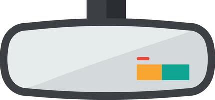 Rearview mirror design in flat style featuring digital display for vehicle monitoring and safety, showcasing vibrant colors and clean lines, illustration vector
