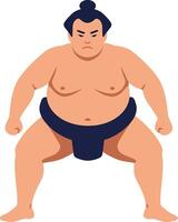 Sumo wrestler in a traditional stance, showcasing strength and focus, flat design art vector