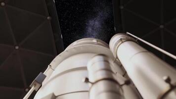 Big optical telescope inside a rotating dome. Astronomical observatory. video