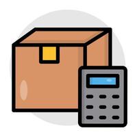 Carton with cruncher, of parcel calculation vector