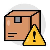Carton with alert sign concept of parcel error vector