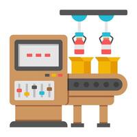 Bottle packaging robot icon in unique design vector