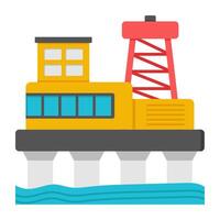 Oil platform icon, editable vector