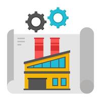 A colored design icon of factory blueprint vector