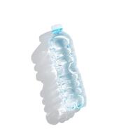 Plastic bottle water at sunlight with beautiful sun shadow isolated on white background, cut out object. Clean drinking water half litre in Small closed full bottle, non-biodegradable packaging photo