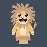 lion hand puppet character in isolated flat design vector