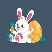white rabbit looking carrot in isolated flat design vector