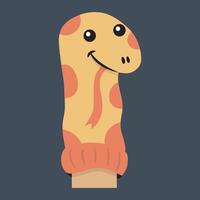 snake hand puppet character in isolated flat design vector