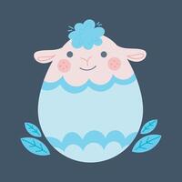 cute lamb with egg shape body in isolated flat design vector