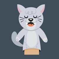cat hand puppet character in isolated flat design vector