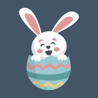 cute rabbit in the egg shell in isolated flat design vector