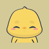 cute happy face little chicken in isolated outline flat design vector