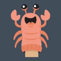 a shrimp character in hand puppet isolated flat design vector