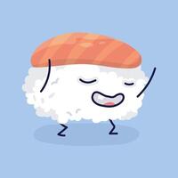 rice tuna sushi character in isolated flat design vector