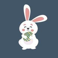 cute rabbit bring easter egg in isolated flat design vector