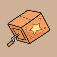 jumping scare box toy in outline flat design vector