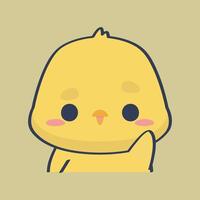cute hello gesture little chicken in isolated outline flat design vector