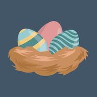 easter egg in bird nest in isolated flat design vector