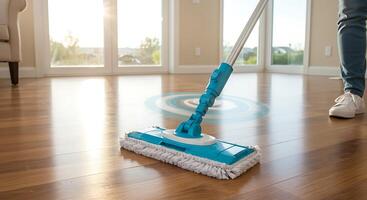 Cleaning Hardwood Floors with a Modern Spin Mop for a Sparkling Shine photo