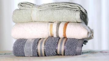 Neatly stacked towels ready for use in a bathroom setting video