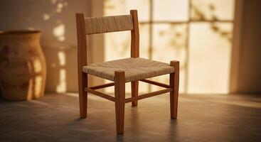 A Rustic HandWoven Rattan Chair for Elegant and Comfortable Seating photo