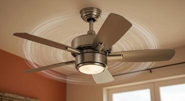 Sleek and Modern Brushed Nickel FiveBlade Ceiling Fan with Integrated Light Fixture photo