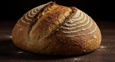 Freshly Baked Sourdough Bread with Distinctive Scoring Patterns and a Rustic Artisanal Appeal on Da photo