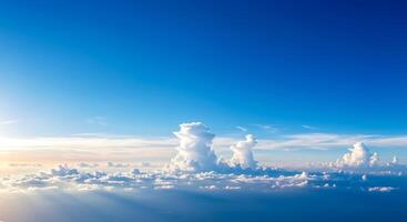 A Breathtaking Aerial View of Cumulus Clouds Under a Vivid Blue Sky photo