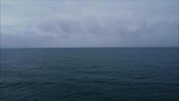 An aerial view of the sea on a cloudy day, bad weather. Gloomy atmosphere. video