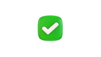 Check mark icon 3d animation concept of check list button best choice for right, success, tick, accept, agree on application icon animation video