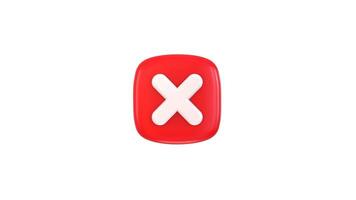 Cross Mark icon 3d animation concept of check wrong, failed, false tick, reject, disagree on application icon animation video