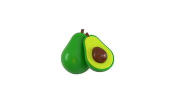 Avocado icon 3d animation concept of Healthy fresh fruits icon animation video