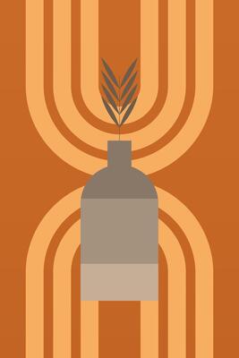 Flat bohemian vase botanic plant boho wall art background