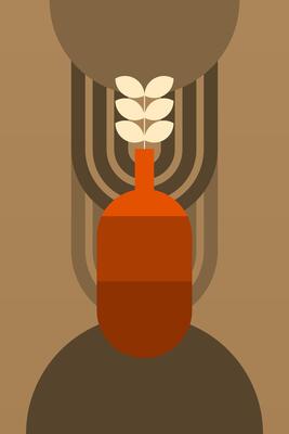 Flat bohemian flower vase plant boho wall art background