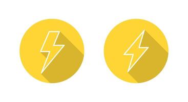Lightning, energy outline icon with long shadow. Thunder bolt, electric, power sign symbol vector