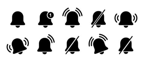 Notification bell icon set collection in generic design. Alarm, reminder sign symbol vector
