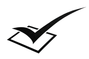 Bold checkmark symbol indicating completion of a task or satisfaction at the end of a checklist png