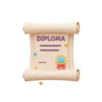 Cute 3D Diploma Scroll with Confetti Graduation Certificate png