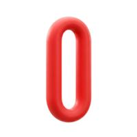Red 3D Number Zero Digit Graphic Design Element png