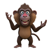 Cartoon Monkey Character Standing and Smiling with Open Arms on White png