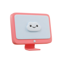 Computer Displaying Smiling Cloud Icon for Cloud Computing Concepts and Storage png