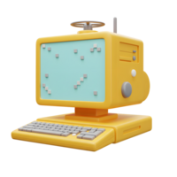 Stylized Yellow Computer with Pixelated Screen and Buttons for Nostalgic Design png